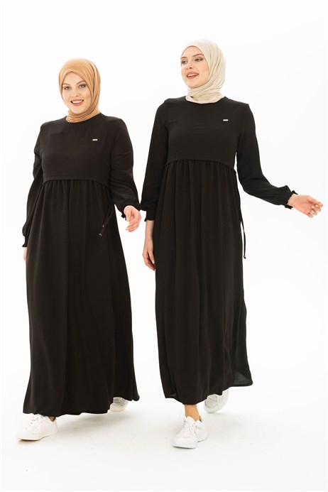 Beyza-Bolero Detaylı Siyah Tesettür Elbise 5227