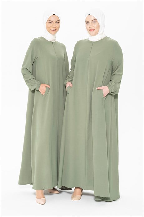 Beyza-Linen Texture Plain Mint Dress 5203