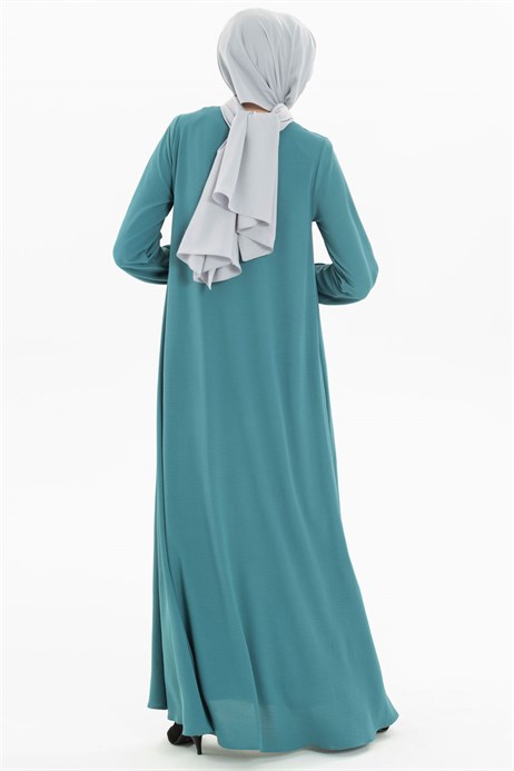 Beyza-Linen Texture Plain Indigo Dress 3M5203