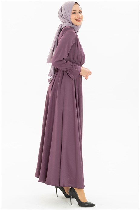 Beyza-Flared Lilac Modest Dress 3M5214