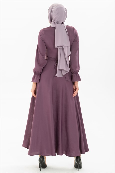 Beyza-Flared Lilac Modest Dress 3M5214