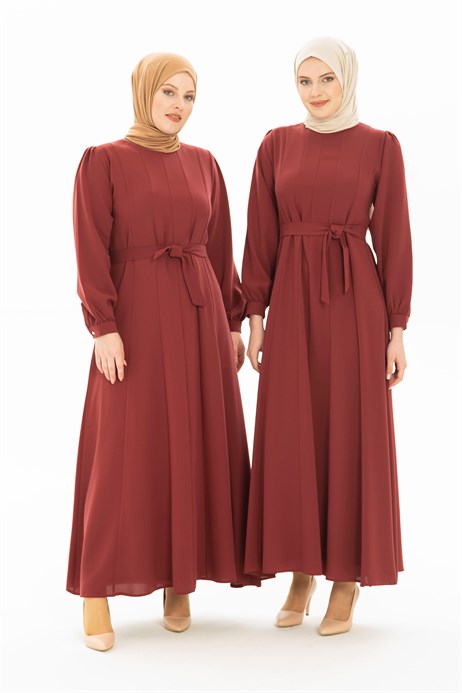 Cooped Brick Red Modest Dress 5063