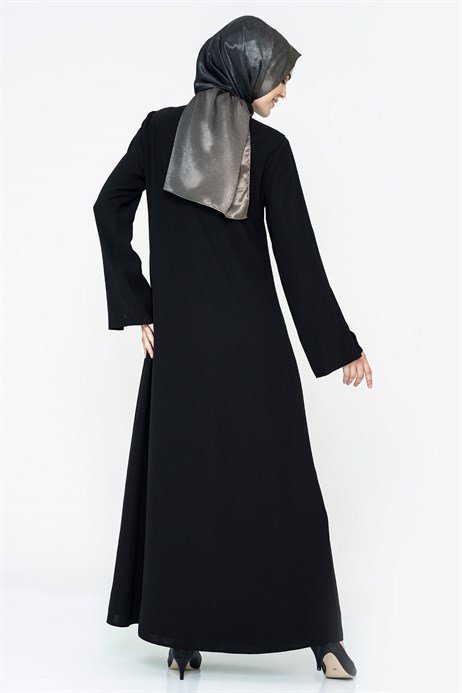 Beyza-Ornamented Modest Evening Dress with Inner Black Dress