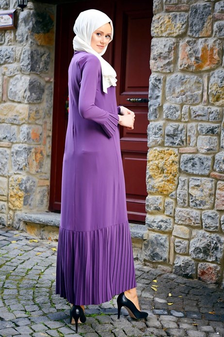 Beyza-Piliseli Leylak Tesettür Elbise 764-1