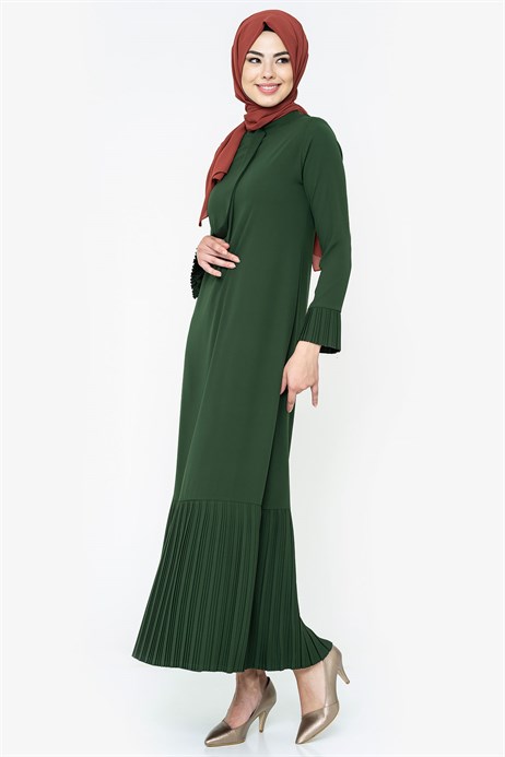 Beyza-Piliseli Yeşil Tesettür Elbise 764-2