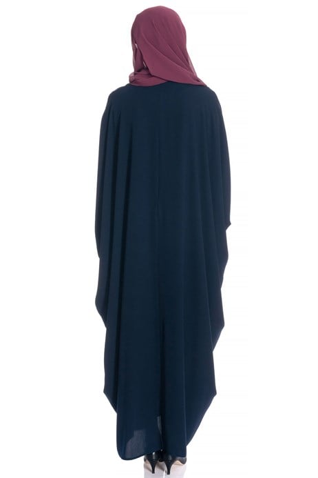 Beyza-Batwing Sleeve Navy Blue Modest Dress